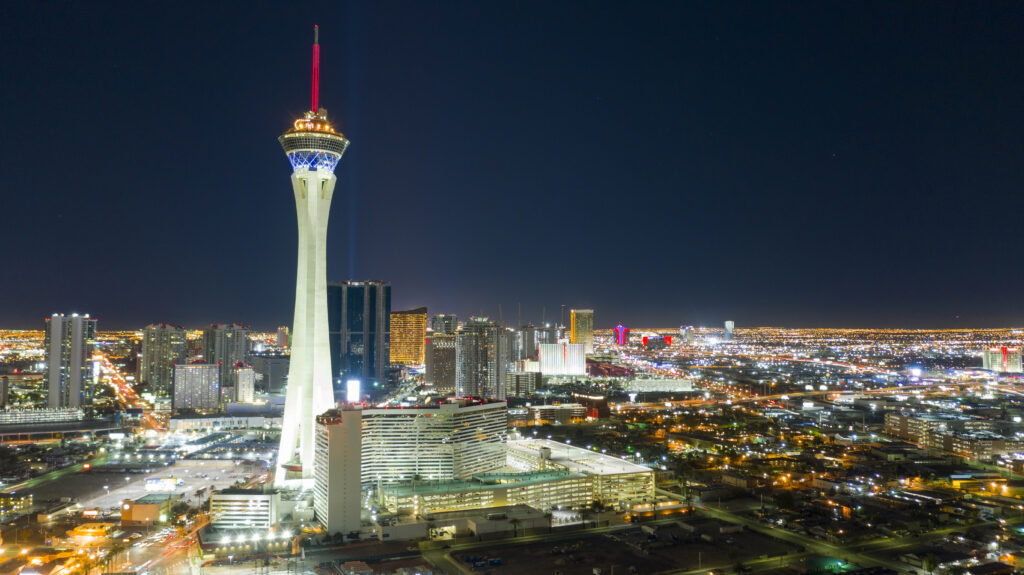 An aerial view of Las Vegas’ cityscape